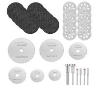 10 dischi diamantati da 22 mm per utensili rotativi Dremel, mini dischi diamantati, 10 dischi da taglio in resina da 32 mm, 6 lame circolari HSS, 6 punte (38/50 mm), per piastrelle di vetro pietra (32
