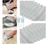 10 Doppio Strato Stracci Multiuso per Lavare i Piatti in Filo Metallico per Asciutti e Bagnati, Double Stainless Steel Scrubber, Multipurpose Wire Dishwashing Rags for Wet and Dry, Antigraffio