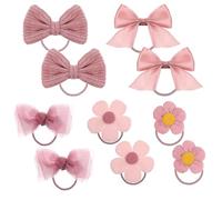 10 elastici per capelli con fiocco, colore rosa, graziosi fiocchi per capelli, elastici per capelli, non danneggiano la coda di cavallo, per bambine e bambine