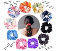 10 elastici per capelli in velluto per donne e ragazze, graziosi elastici per capelli con 15 fermagli per capelli lisci