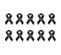 10 eleganti distintivi neri per eventi di beneficenza e lutto con spilla a nastro in lega Zn, L, come descritto