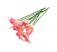 10 eleganti fiori artificiali di calla per la decorazione della casa, 34 cm, realistici fiori laminati in poliuretano con steli flessibili per matrimoni e feste (rosa chiaro)