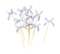 10 eleganti toppers per cupcake con fiocco in legno progettati per compleanni a tema romantico e addio nubilato, celebrazioni per toppers per torta con bastoncini legno