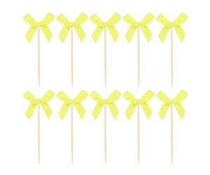 10 eleganti toppers per cupcake con fiocco in legno progettati per compleanni a tema romantico e addio nubilato, celebrazioni per toppers per torta con bastoncini legno