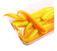 10 esche artificiali per la pesca del baco da seta, in gomma termoplastica morbida di lombrichi, profumate ed estensibili, 40 cm + per una cattura efficace in acqua salata (n. 4 giallo-arancione)