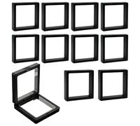 10 espositori 3D galleggianti neri per monete, cornici per gioielli sfida, medaglioni AA (7,1 x 7,1 x 2,2 cm)
