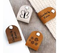 10 Etichette In Pelle Personalizzate Su Rivetti, Etichette Fatte A Mano For Lavoro A Maglia E Uncinetto, Logo In Pelle Personalizzato Ed Etichette For La Cura, Ottimo Regalo 6,3x2 Cm