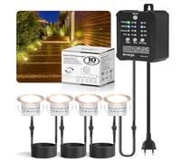 10 Faretti da Incasso per Esterno con Timer Trasformatore a Bassa Tensione e Sensore Fotocellula, IP67 Impermeabile Dimmerabile Faretto a Pavimento da Esterno per Terrazza Cucina Giardino Luce