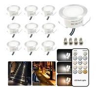 10 faretti LED da incasso dimmerabili, bianco caldo 3000K, bianco 4000K con telecomando Ø32mm Faretto LED da incasso a terra luce esterno, IP67 waterproof 0.8W interno esterno terrazzo orto 12V