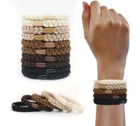 10 fasce elastiche semplici da donna, alla moda, non dannose, spesse fasce per capelli, color caffè, morbidi supporti per coda di cavallo, 5 colori
