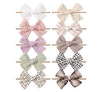 10 fasce per capelli per bambine, in nylon, cotone e lino, accessori per capelli fatti a mano, per neonati, bambine e bambini, 8,9 cm