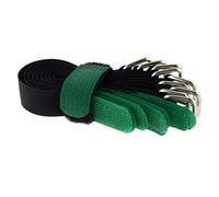 10 fascette stringicavo in velcro, 150 x 16, colore nero/verde, con velcro incrociato