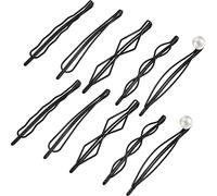 10 fermagli e mollette per capelli geometrici in metallo - Accessori per capelli minimalisti per donne e ragazze, matrimoni e styling (nero)