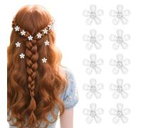 10 fermagli per capelli a forma di fiore bianco, eleganti accessori per capelli per bambine che festeggiano la comunione, mini fermagli per capelli con strass, adatti per matrimoni, capelli lisci