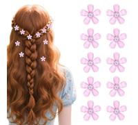 10 fermagli per capelli a forma di fiore rosa, eleganti accessori per capelli per bambine che festeggiano la comunione, mini fermagli per capelli con strass, adatti per matrimoni, capelli lisci