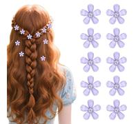 10 fermagli per capelli a forma di fiore viola, eleganti accessori per capelli per bambine che festeggiano la comunione, mini fermagli per capelli con strass, adatti per matrimoni, capelli lisci