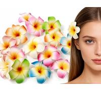10 fermagli per capelli da 7 cm, multicolore, hawaiani, con fiori hawaiani, fermagli per capelli per feste in spiaggia, forcine per capelli tropicali artificiali, accessori per capelli da sposa