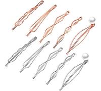 10 fermagli per capelli e fermagli geometrici in metallo per donna - Accessori per lo styling dei capelli minimalisti, copricapo da sposa delicato (argento, oro rosa)