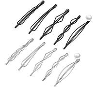 10 fermagli per capelli e fermagli geometrici in metallo per donna - Forcine per lo styling dei capelli, accessori da sposa decorativi minimalisti, copricapo delicato (argento, nero)