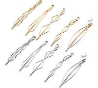 10 fermagli per capelli e fermagli geometrici in metallo per donna - Forcine per lo styling dei capelli, accessori da sposa minimalisti e copricapi (oro, argento)