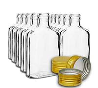 10 fiaschette tascabili da 200 ml con tappo a vite dorato, per vino, whisky e liquori