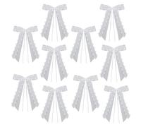 10 fiocchi decorativi per auto per matrimoni, con rose bianche, fiori con fiocchi in tulle, romantici, decorazioni per veicoli da sposa, luna di miele, fuga, ornamenti floreali artificiali