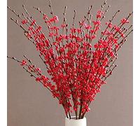 OUKEYI 10 fiori artificiali a stelo lungo 69,5 cm, fiori di gelsomino finti bouquet di fiori per hotel, casa, ufficio, cucina, camera da letto, matrimoni, decorazioni fai da te (rosso)