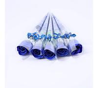 10 fiori artificiali, a stelo singolo, rose artificiali, sapone, decorazione, anniversario, fidanzata (blu)