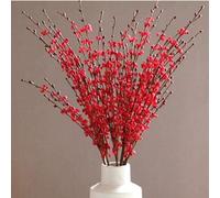 10 fiori di gelsomino artificiali a stelo lungo da 55 cm, bouquet di fiori finti per hotel, casa, ufficio, cucina, camera da letto, feste di nozze, decorazioni fai da te (rosso)