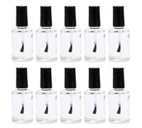 10 flaconcini vuoti in vetro trasparente per smalto per unghie, con tappo a pennello, per manicure, top coat, cosmetici, campioni di cosmetici, per nail art fai da te, 10 pezzi