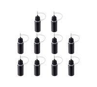 10 Flaconi Applicatori con Punta di Precisione, Ago In Metallo Nero, Flacone In Plastica da 10 Ml, Flaconi Applicatori con Punta di Precisione