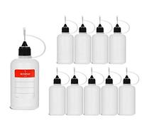 10 flaconi con ago Octopus da 50 ml, bottigliette con ago contagocce per E-liquid, E-shisha, E-sigarette, oli, tinte e colle, bottiglie vuote in LDPE per vaporizzatore / residui di sostanze / clearomizer con tappi ad ago neri + 10 etichette adesive