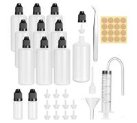 10 flaconi contagocce da 50 ml, con coperchio di sicurezza per bambini, con flacone contagocce da 10 ml, con siringa, imbuto, etichette, contagocce e pinzette per liquidi