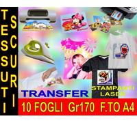 10 FOGLI A4 170 GR TRASFERIMENTO TERMICO STOFFE SCURE STAMPANTE INKJET