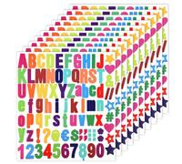 10 Fogli Adesivi con Numeri dell'Alfabeto, Adesivi con Iniziali in Vinile Lettere e Numeri Lettere Adesive Maiuscole e Minuscole per Cassetta Postale Arte Segni Porte Decorazioni (Colorato b)