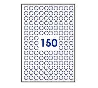 10 fogli da 150 mini etichette rotonde diametro 12 mm = 1500 etichette Ø 12 - bianco opaco - per stampanti laser e a getto d'inchiostro, fogli A4 adesivi riferimento universo UGEROND12