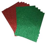 10 fogli di carta natalizia in formato A4, glitterata, verde e rossa, luccicante, morbida al tatto, spessa, 150 g/m², 5 fogli di carta per ogni colore