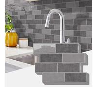 10 fogli di piastrelle adesive effetto marmo, per cucina, bagno, parete, paraschizzi, impermeabili, autoadesive, in vinile, colore grigio