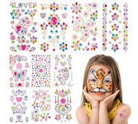 10 Fogli di Strass Adesivi, Strass Brillantini Viso Adesivi Autoadesivi, Gemme di Cristallo Bambini Glitter Autoadesivo Diamante, per DIY Colori Assortiti Artigianato Decorazione