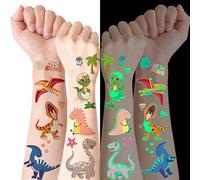 10 Fogli Dinosauri Tatuaggi Bambini, Dinosauri Tatuaggi Luminosi, Tatuaggi-Temporanei, Regalini Fine Festa Compleanno Bambini