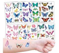 10 Fogli Farfalla Tatuaggi temporanei per Bambini, Impermeabile Finti Tatuaggio Tattoos Adesivi per Ragazza Bambini Festa di Compleanno Regalo