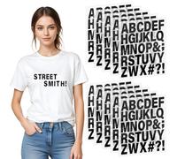 10 Fogli Lettere Termoadesive per Tessuti 310 Pezzi Lettere Adesive per Tessuto in Vinile Toppe Termoadesive Lettere A-Z per Fai da Te T-shirt Sportive in Jersey Decorazione (Nero)