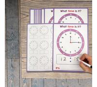 10 Fogli per Dire L'ora, Fogli Cancellabili a Secco, Imparare L'ora,