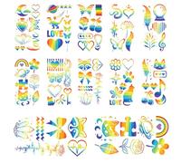 10 Fogli Tatuaggi Temporanei Arcobaleno Glitterato, Tatuaggi LGBT Pride Tattoos Adesivi LGBT a Forma di Cuore a Farfalla per Bomboniere per Feste, Party Gay, Festival Pride, Parata Pride