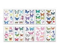 10 Fogli tatuaggi temporanei, Tatuaggi per Bambini, Farfalla Fiori Adesivi Tatuaggio, Impermeabile Tatuaggio Ragazza, farfalla adesivi Tatuaggio Animali, Tatuaggio Compleanno Decorazione Regalini