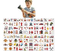 10 Fogli Tatuaggio Temporaneo Per Bambini Con Estintore E Pompiere Adesivi Creativi Per L'Apprendimento