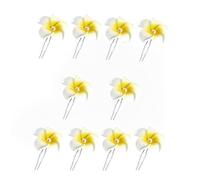 10 forcine per capelli da sposa con fiori bianchi e gialli hawaiani, con perle di cristallo, fermagli per capelli da donna, accessori per capelli da sposa, regalo per ragazze
