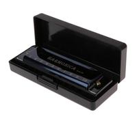 10 Fori Chiave Di Do Armonica Blues Strumento Musicale Con Custodia Compatta E Leggera(Black)