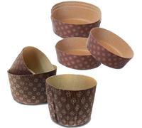 10 Forme per Stampo Panettone in Carta Decorata Oro - BASSO, 550G - Stampo Pandoro 550 Grammi, Resistente per Cottura e Presentazione - Ideali per Panettone, Pan Brioche - Resistenti Fino a 220°C