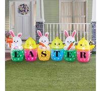 10-Ft " Buona Pasqua " Colorato Uova W/Conigli & Polli Wrestler Adulti